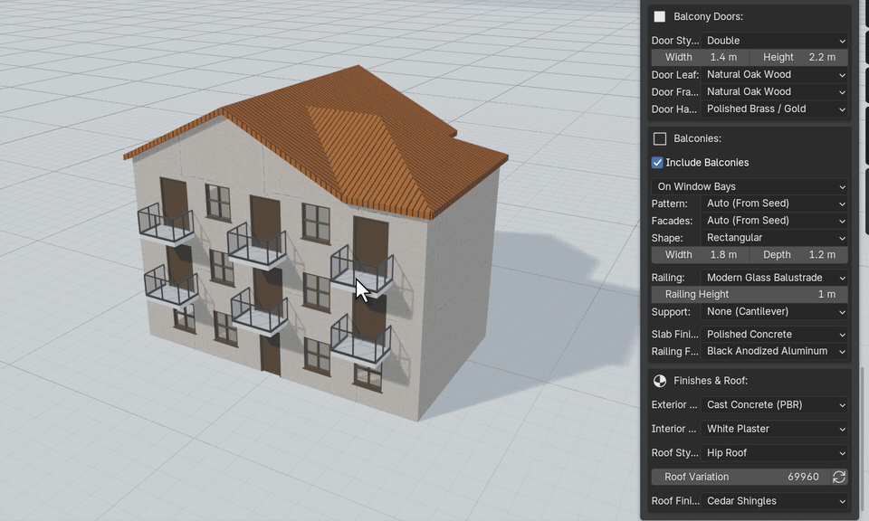 Swapping wall and roof materials on a building