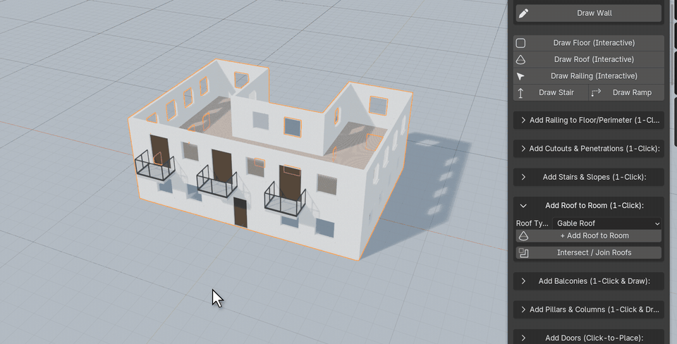 Rolling roof variations and switching to an arched roof on a U-shaped room