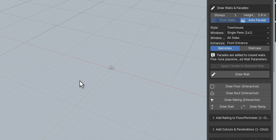 Drawing a closed room with live wall dimensions